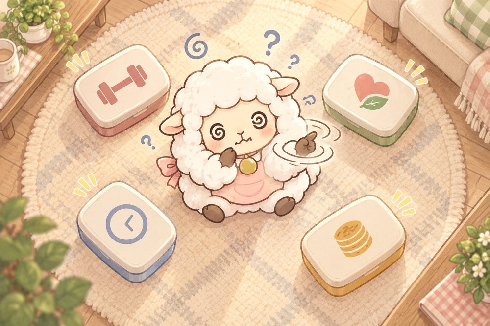目的別のお弁当を前にどれにするか迷うナビ助